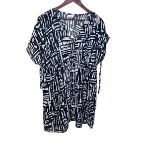 Krista Black & White Sheer Bathing Suit Cover Up